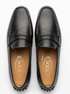 TOD’S Black Leather Gommino Penny Loafer Flats Driving Shoes Size 36 US 6
